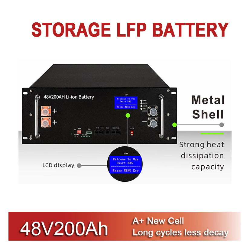 Bateria de lítio 48V200AH 51,2V 200AH Battery Pack Pack System de armazenamento de íons de lítio