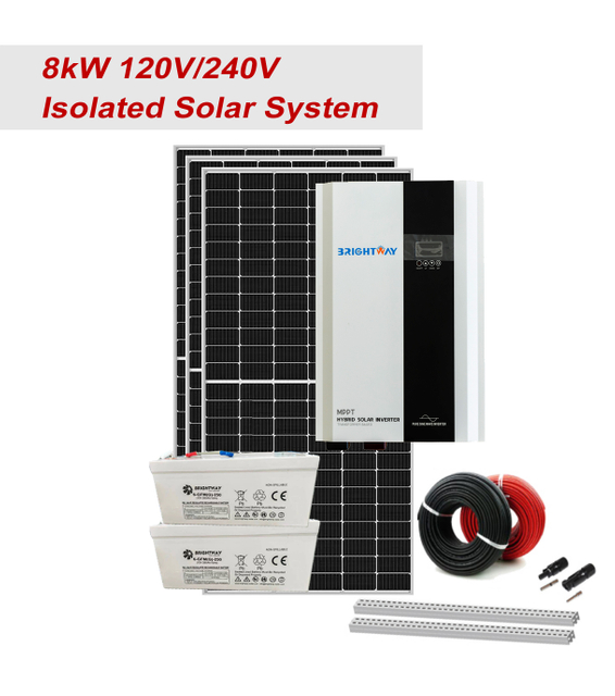 Sistema híbrido solar off off para uso doméstico ou agrícola de 8kW 24kWh Battery Storage 500W Painel solar