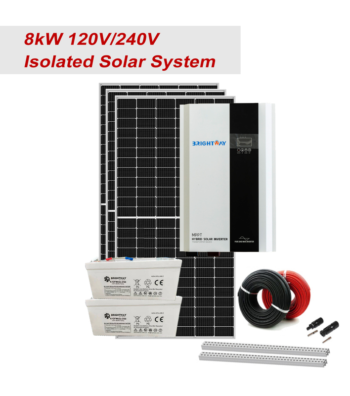 Sistema híbrido solar off off para uso doméstico ou agrícola de 8kW 24kWh Battery Storage 500W Painel solar
